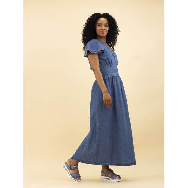 Lunar JLB011MB Elise Ladies Mid Blue Buckle Sandals, stylish women's open-toe sandals with chunky sole and buckle detail.