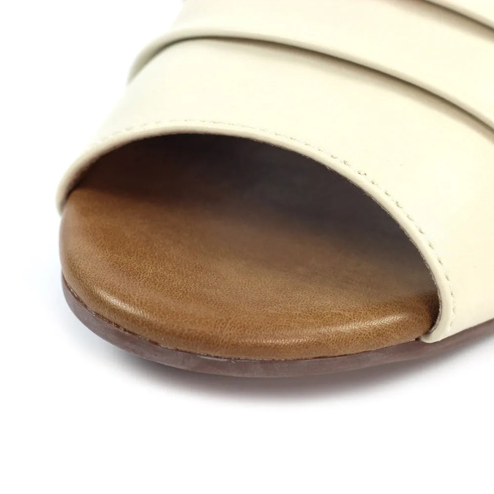 Lunar JLD102 Jaden Women's Beige Buckle Sandals with cushioned footbed and open toe design.