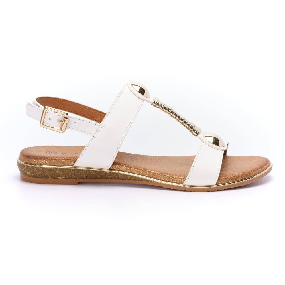 Lunar JLH276 Renoir Ladies White Buckle Sandals-elevate your sole