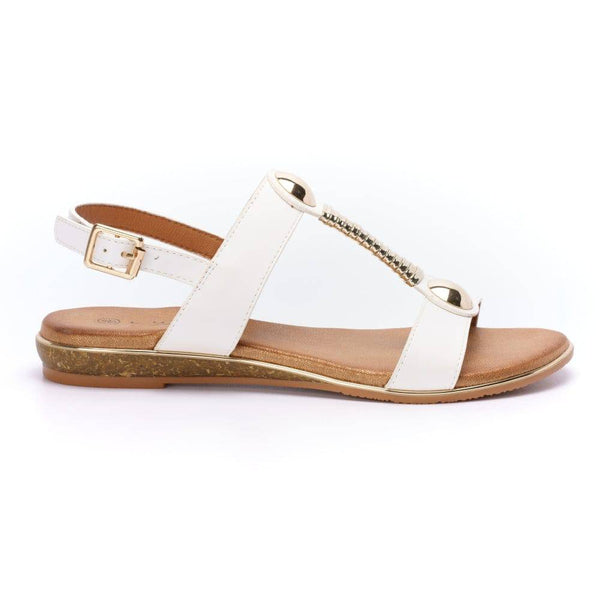 Lunar JLH276 Renoir Ladies White Buckle Sandals-elevate your sole
