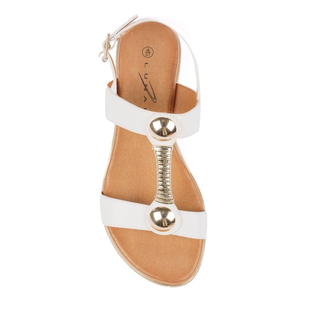 Lunar JLH276 Renoir Ladies White Buckle Sandals-elevate your sole
