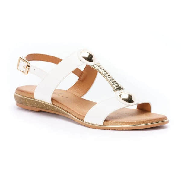 Lunar JLH276 Renoir Ladies White Buckle Sandals-elevate your sole