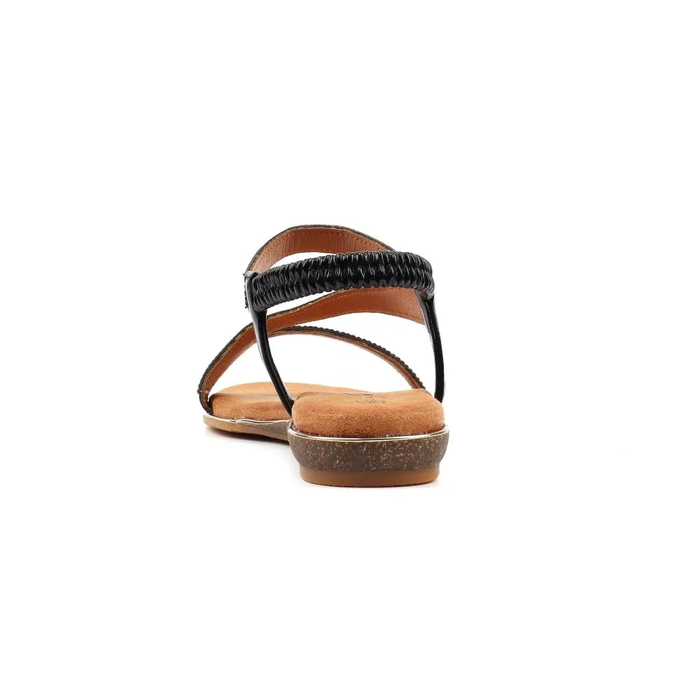Lunar JLH321 Blaise II women's black elasticated slip-on sandals with cushioned insole and low heel.