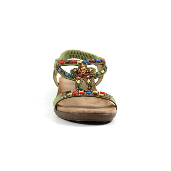 Lunar JLH331 Mariella Ladies Khaki Pull On Sandals-elevate your sole