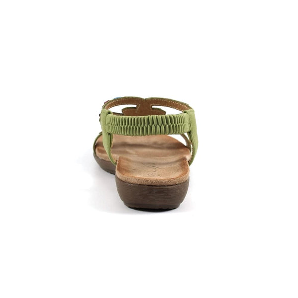 Lunar JLH331 Mariella Ladies Khaki Pull On Sandals-elevate your sole