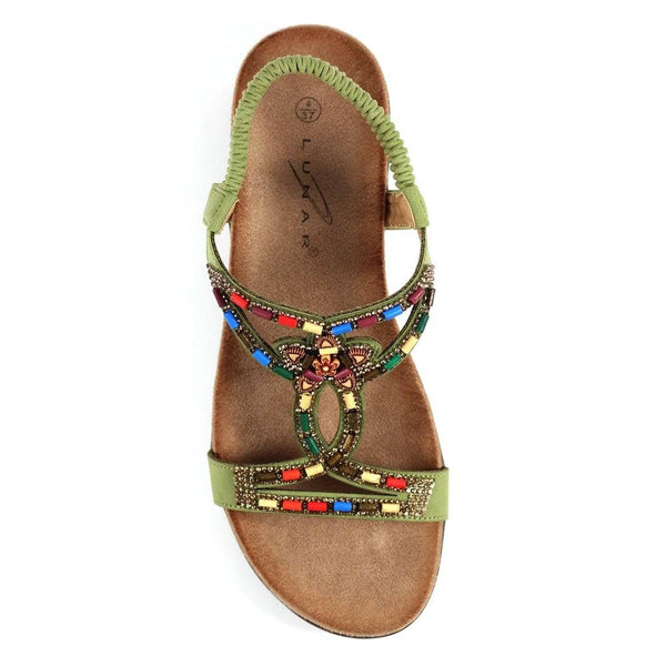 Lunar JLH331 Mariella Ladies Khaki Pull On Sandals-elevate your sole