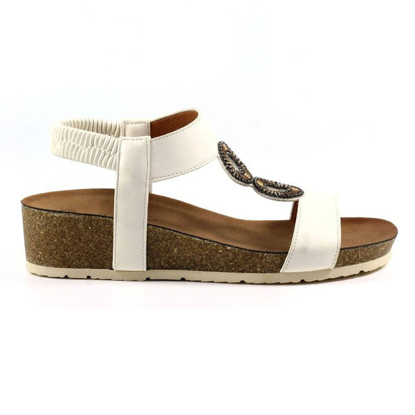 Lunar JLH359 Barwell Ladies White Pull On Sandals-elevate your sole