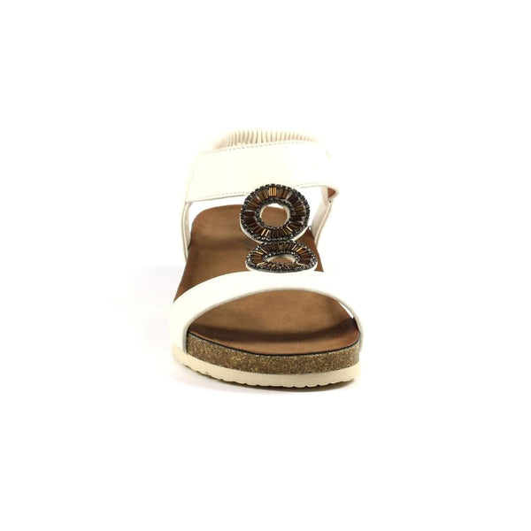 Lunar JLH359 Barwell Ladies White Pull On Sandals-elevate your sole