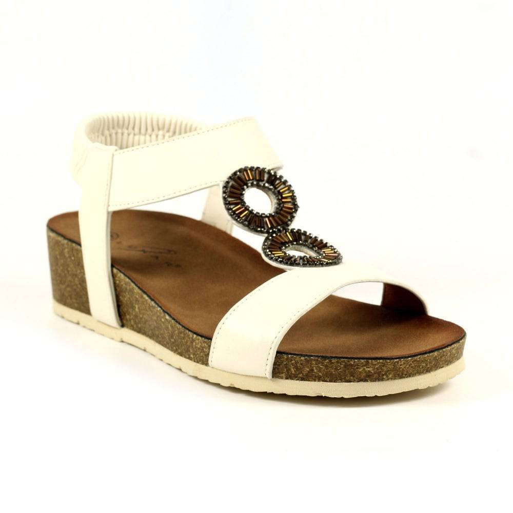 Lunar JLH359 Barwell Ladies White Pull On Sandals-elevate your sole