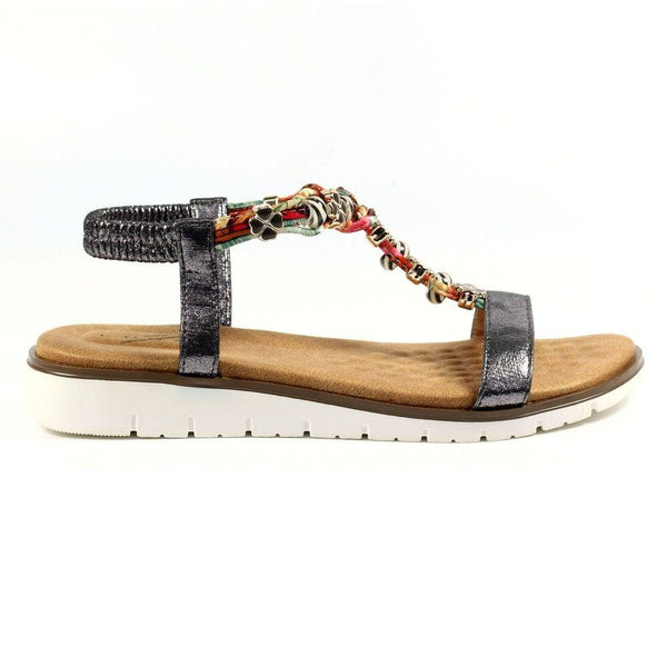 Lunar JLH363 Tempo Ladies Pewter Pull On Sandals-elevate your sole