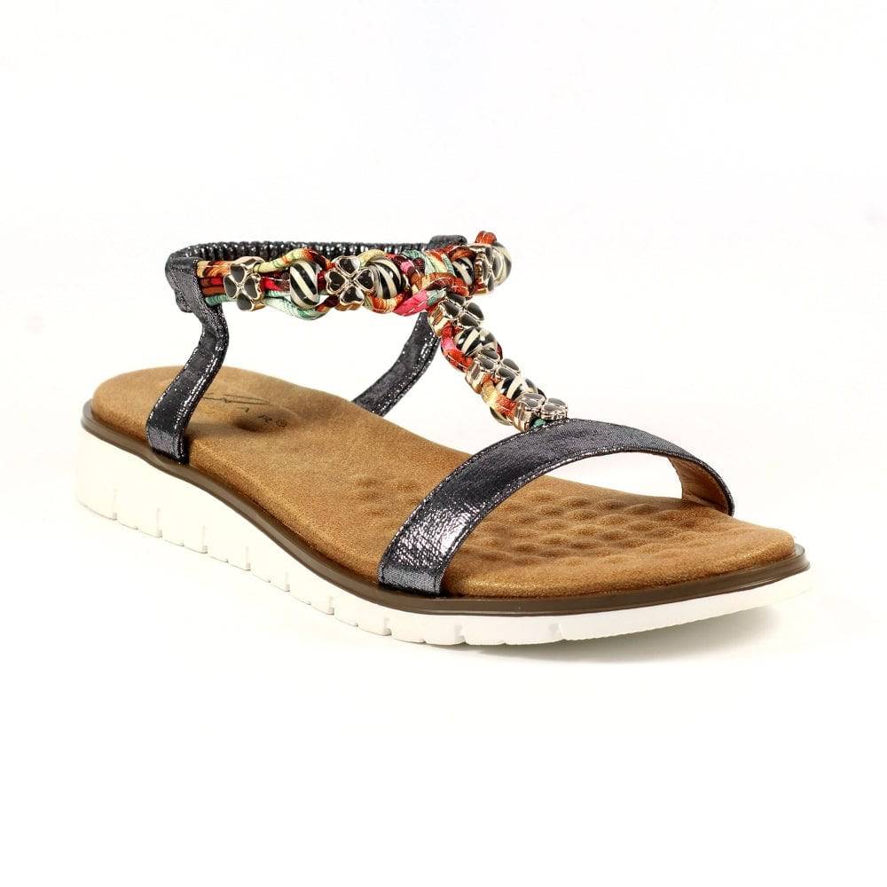 Lunar JLH363 Tempo Ladies Pewter Pull On Sandals-elevate your sole