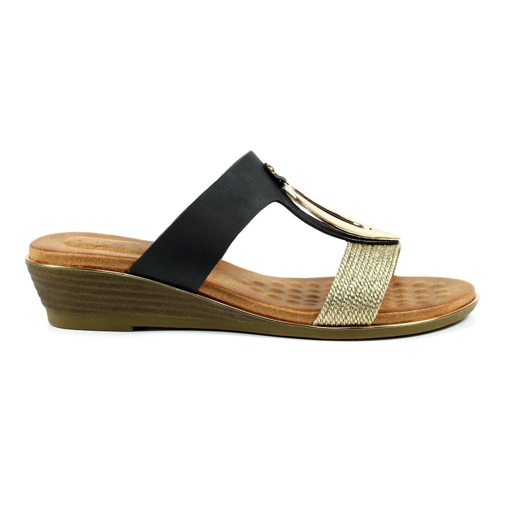 Lunar JLH434 Porto Ladies Black Slip On Sandals-elevate your sole