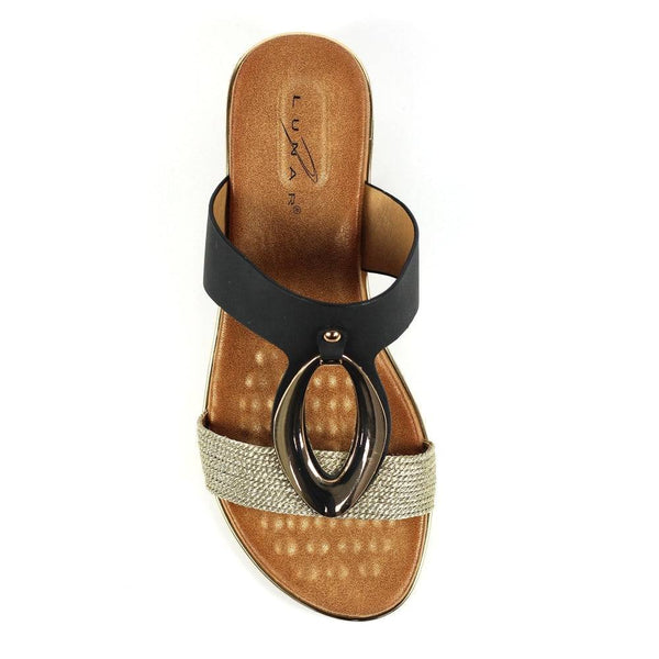 Lunar JLH434 Porto Ladies Black Slip On Sandals-elevate your sole