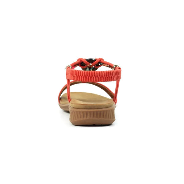 Lunar JLH475 Brava Ladies Orange Elasticated Sandals with cushioned sole and chunky outsole.