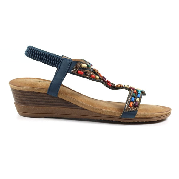 Lunar JLH478 Epsom Ladies Blue Pull On Sandals-elevate your sole