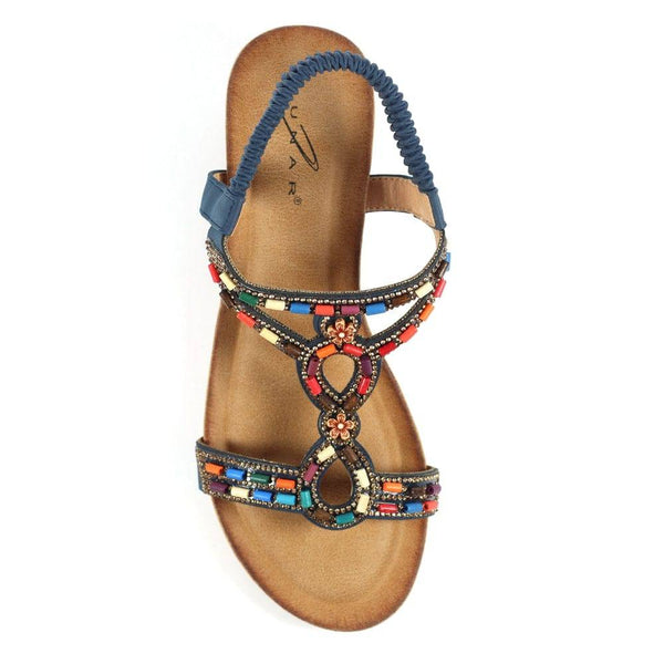 Lunar JLH478 Epsom Ladies Blue Pull On Sandals-elevate your sole