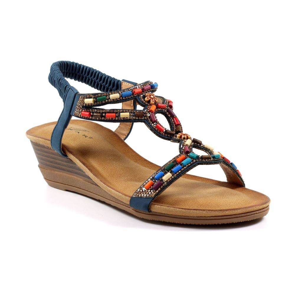 Lunar JLH478 Epsom Ladies Blue Pull On Sandals-elevate your sole