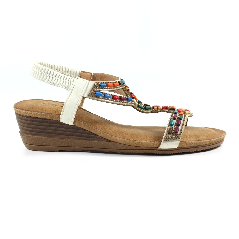 Lunar JLH478 Epsom Ladies White Pull On Sandals-elevate your sole