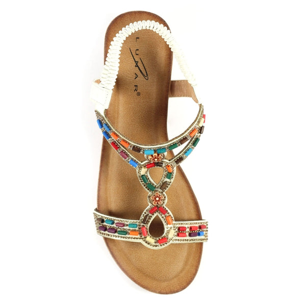 Lunar JLH478 Epsom Ladies White Pull On Sandals-elevate your sole