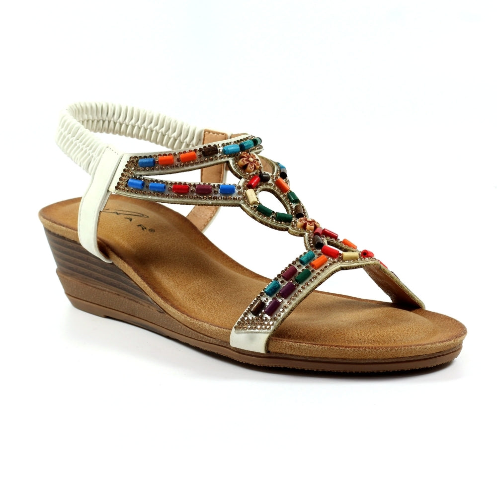Lunar JLH478 Epsom Ladies White Pull On Sandals-elevate your sole
