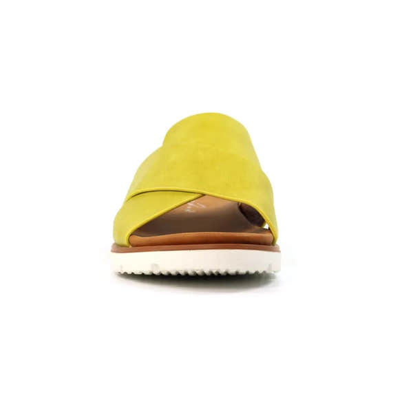 Lunar JLH518 Chloe Ladies Lime Slip-On Mules with open toe, cushioned sole, and casual slip-on design.