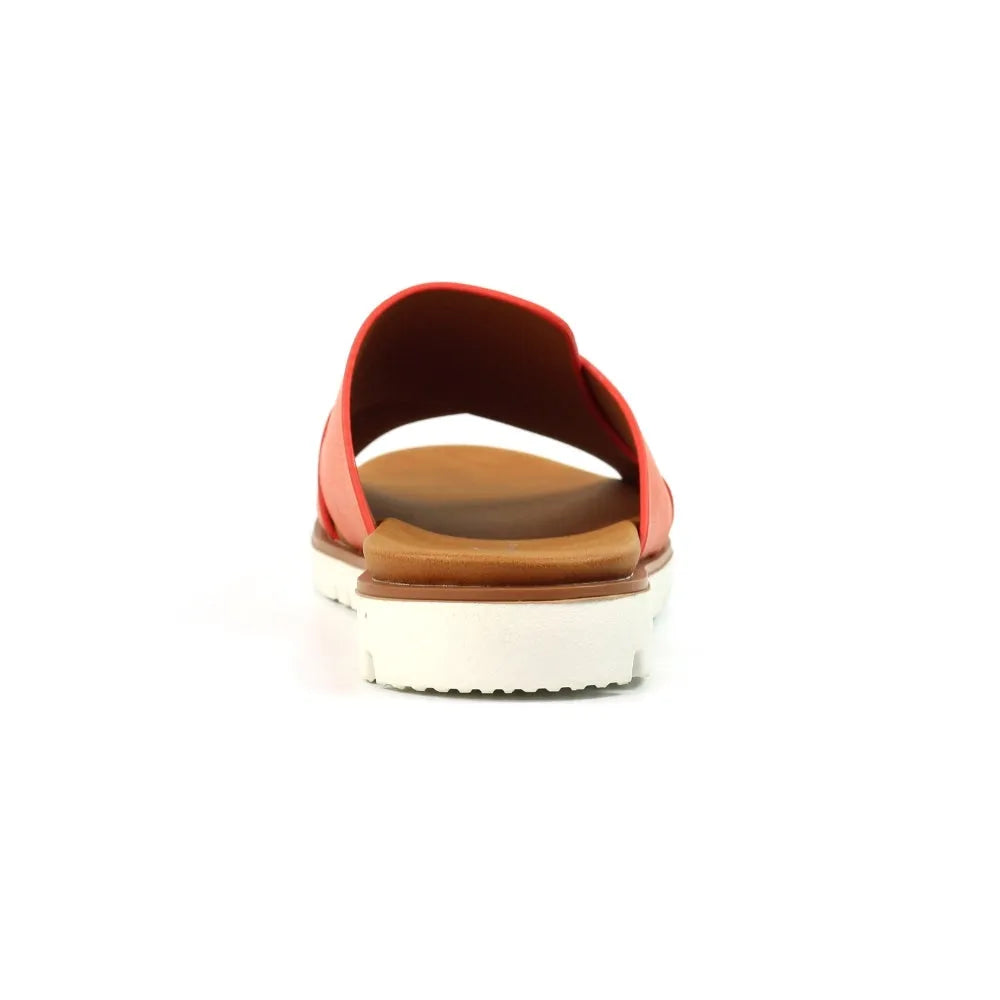 Lunar JLH518 Chloe Ladies Orange Slip-On Mules with cushioned insole and chunky white sole, stylish slip-on footwear.