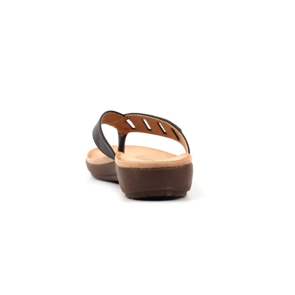 Lunar JLH565 Abigail II women's black slip-on sandals with cushioned insole and chunky heel, stylishly designed for comfort.
