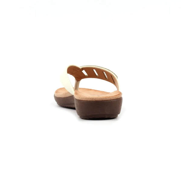 Lunar JLH565 Abigail II women's white slip-on sandals with cushioned footbed and wedge sole, stylish and comfortable footwear.