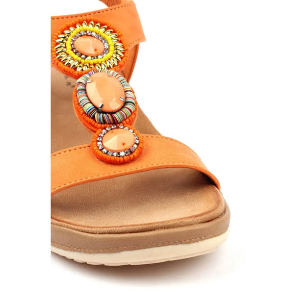 Lunar JLH589 Kay Ladies Orange Elasticated Sandals