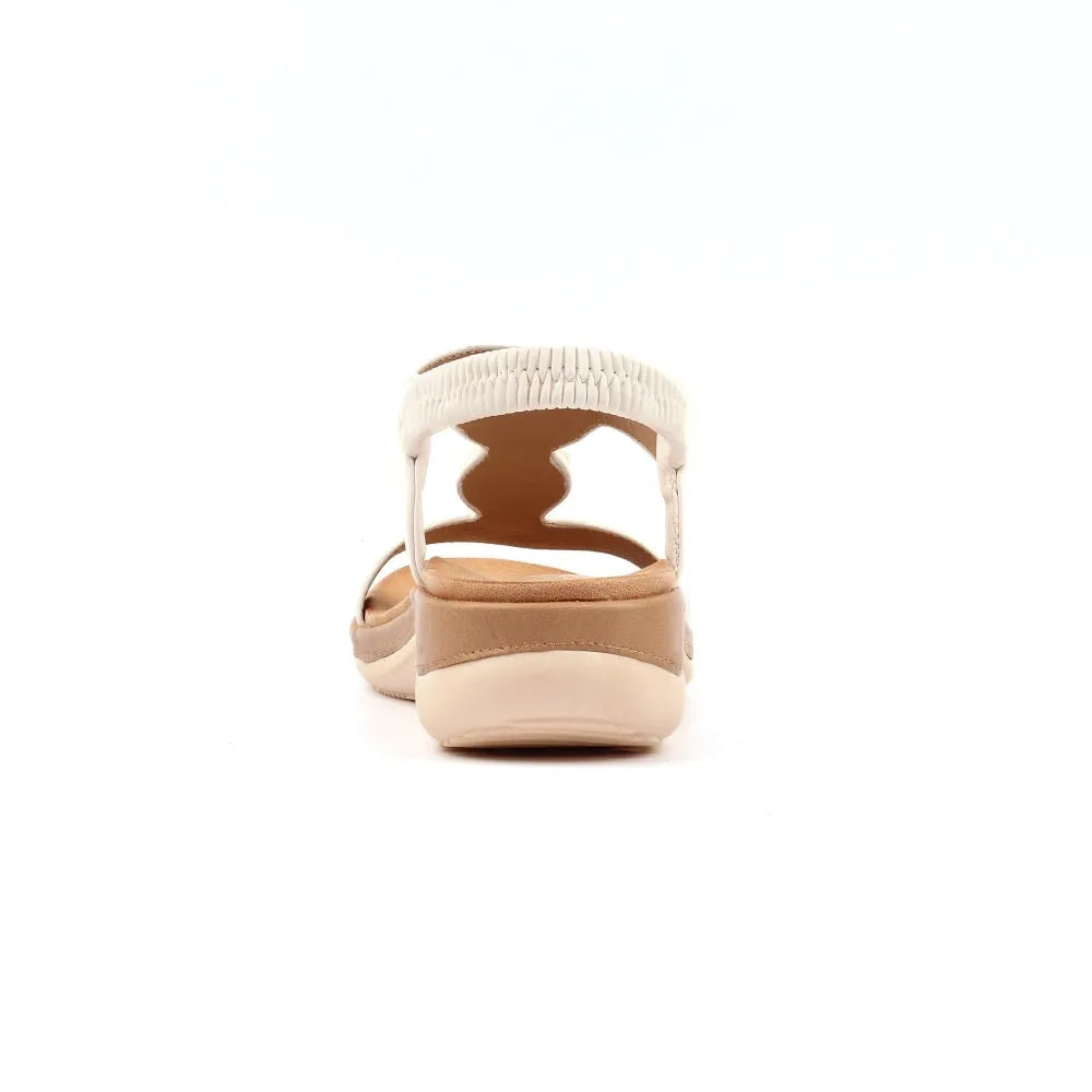 Lunar JLH589 Kay Ladies White Elasticated Sandals, open-toe slip-ons with cushioned sole and ankle strap, casual summer footwear.