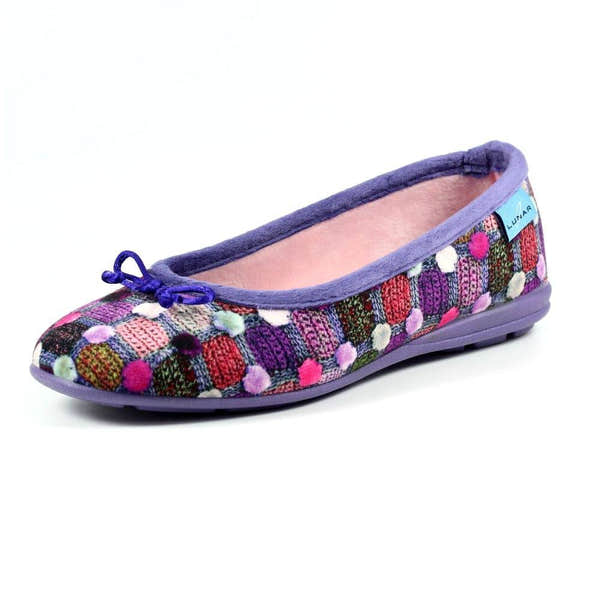 Lunar KLA095 Magic Ladies Spanish Purple Textile Slip On Slippers-elevate your sole