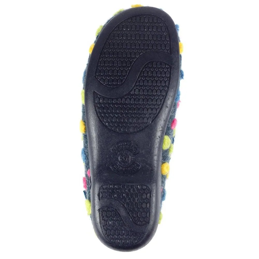 Lunar KLA125 Helix Ladies Spanish Blue Textile Slip On Slippers-elevate your sole