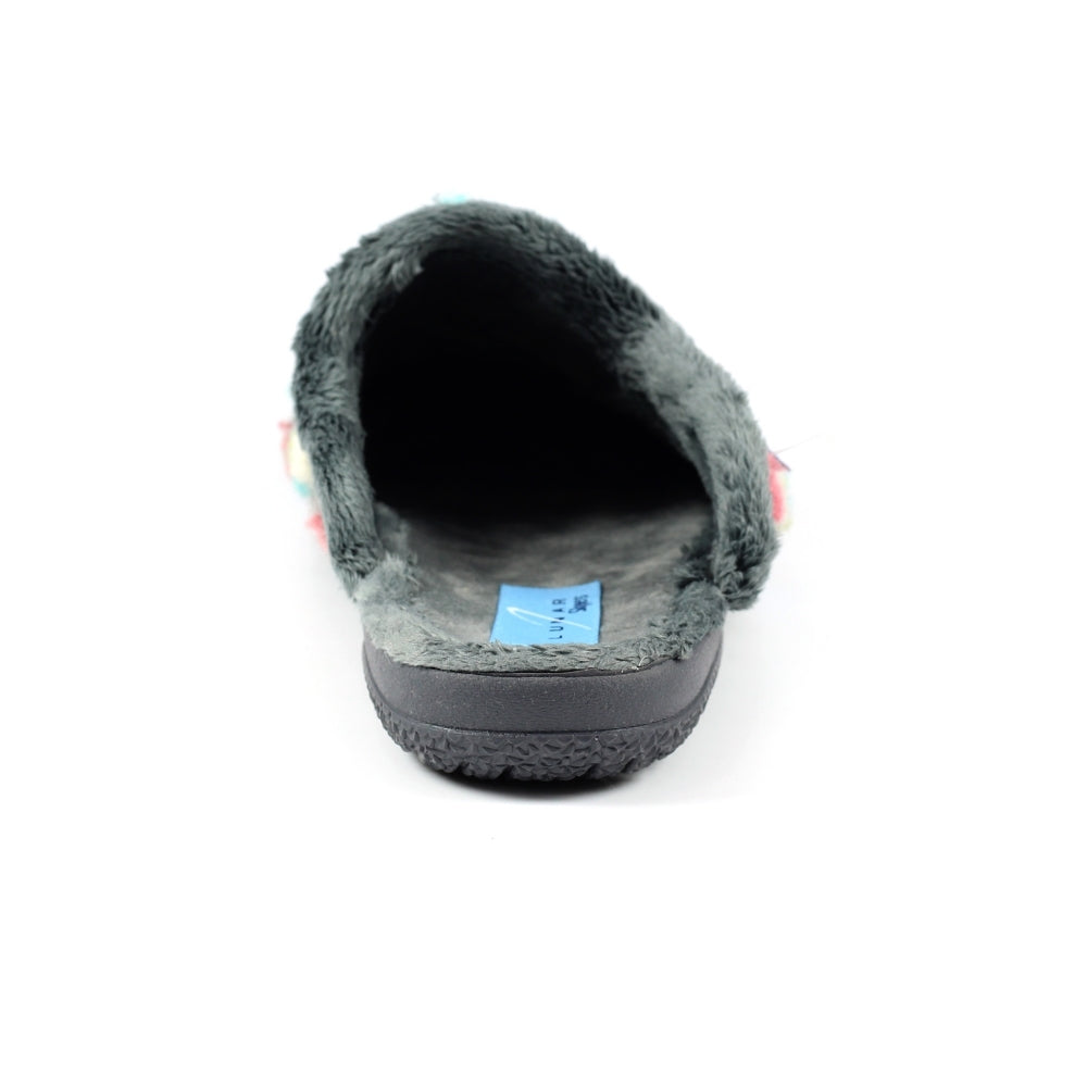 Lunar KLA126 Montreal Women's Grey Textile Slippers with soft lining and slip-resistant sole.