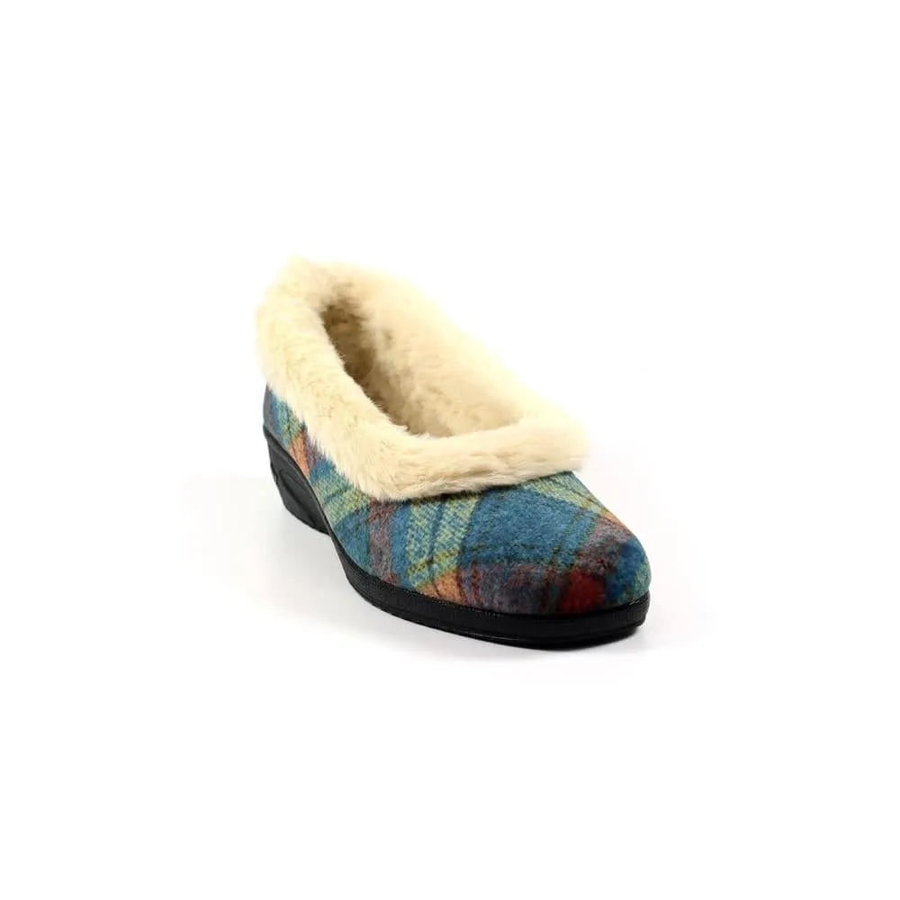 Lunar KLA209 Hoxton Ladies Spanish Blue Textile Slip On Slippers-elevate your sole