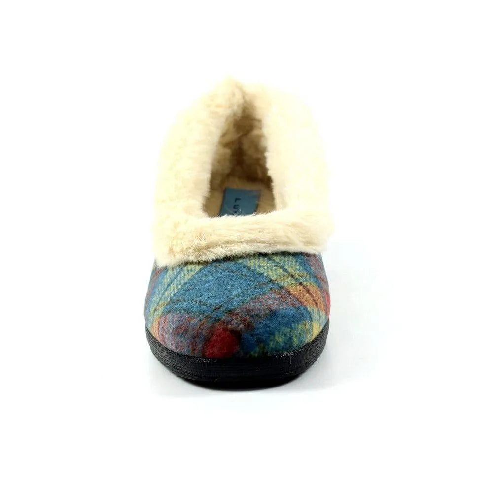 Lunar KLA209 Hoxton Ladies Spanish Blue Textile Slip On Slippers-elevate your sole
