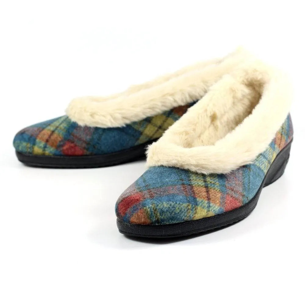 Lunar KLA209 Hoxton Ladies Spanish Blue Textile Slip On Slippers-elevate your sole