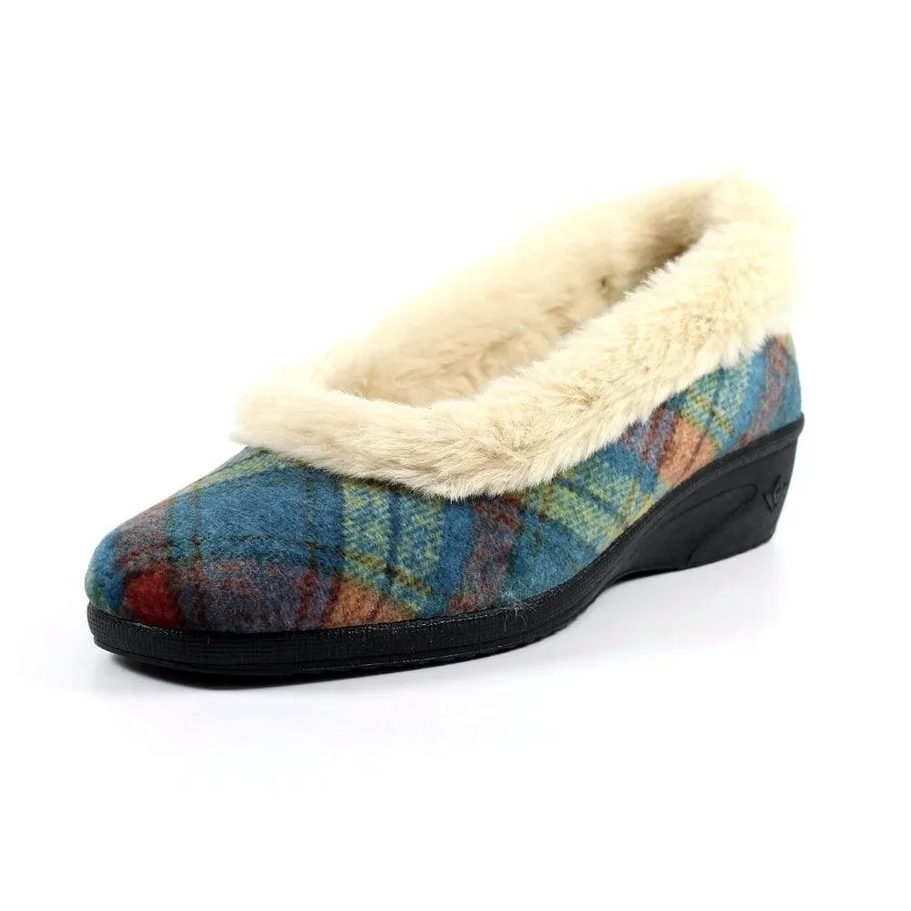 Lunar KLA209 Hoxton Ladies Spanish Blue Textile Slip On Slippers-elevate your sole