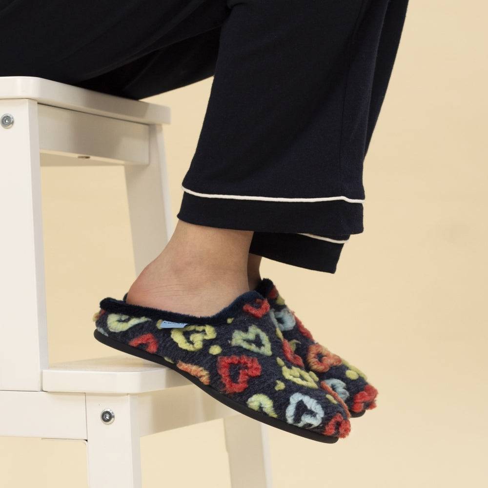 Lunar KLA233 Valentine Ladies Spanish Navy Textile Slip On Slippers-elevate your sole