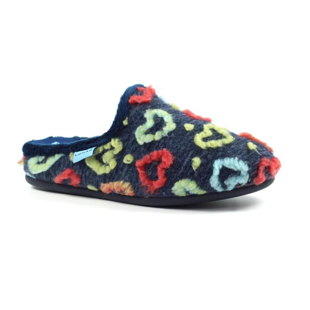 Lunar KLA233 Valentine Ladies Spanish Navy Textile Slip On Slippers-elevate your sole