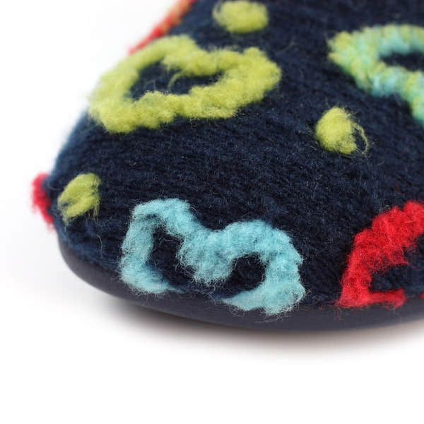 Lunar KLA234 Angel Ladies Spanish Navy textile slippers with colorful embroidered floral details.
