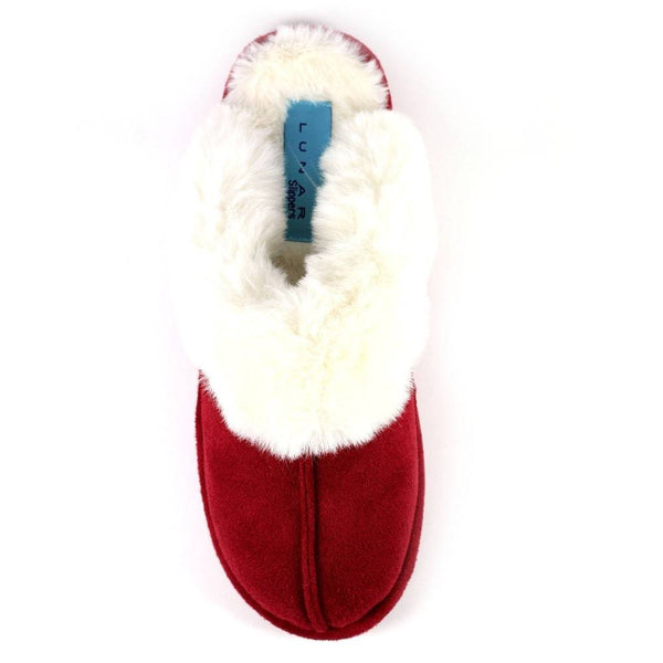 Lunar KLB033 Lunar Margarita II Ladies Berry Wool Slip On Slippers-elevate your sole