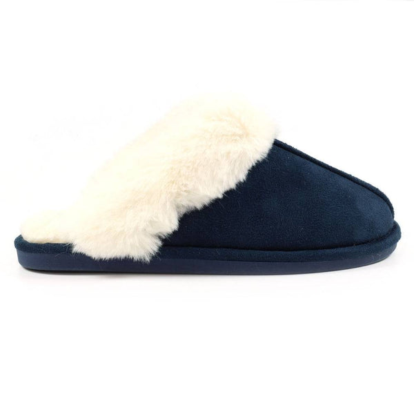 Lunar KLB033 Lunar Margarita II Ladies Navy Wool Slip On Slippers-elevate your sole
