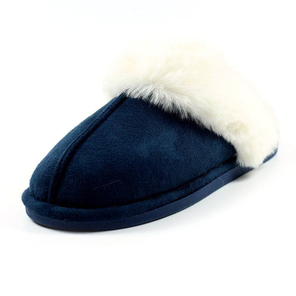 Lunar KLB033 Lunar Margarita II Ladies Navy Wool Slip On Slippers-elevate your sole