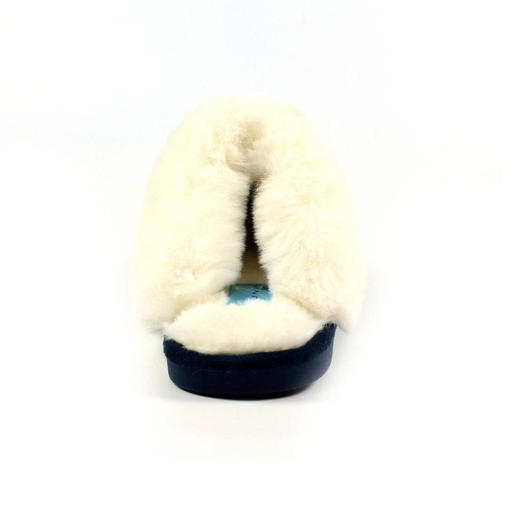 Lunar KLB033 Lunar Margarita II Ladies Navy Wool Slip On Slippers-elevate your sole