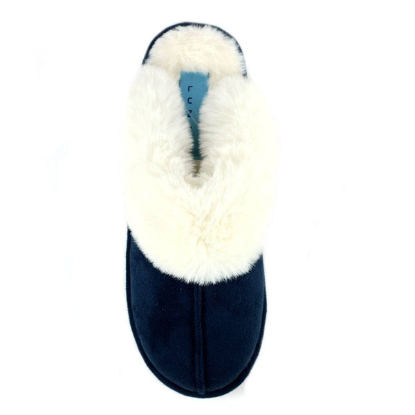 Lunar KLB033 Lunar Margarita II Ladies Navy Wool Slip On Slippers-elevate your sole