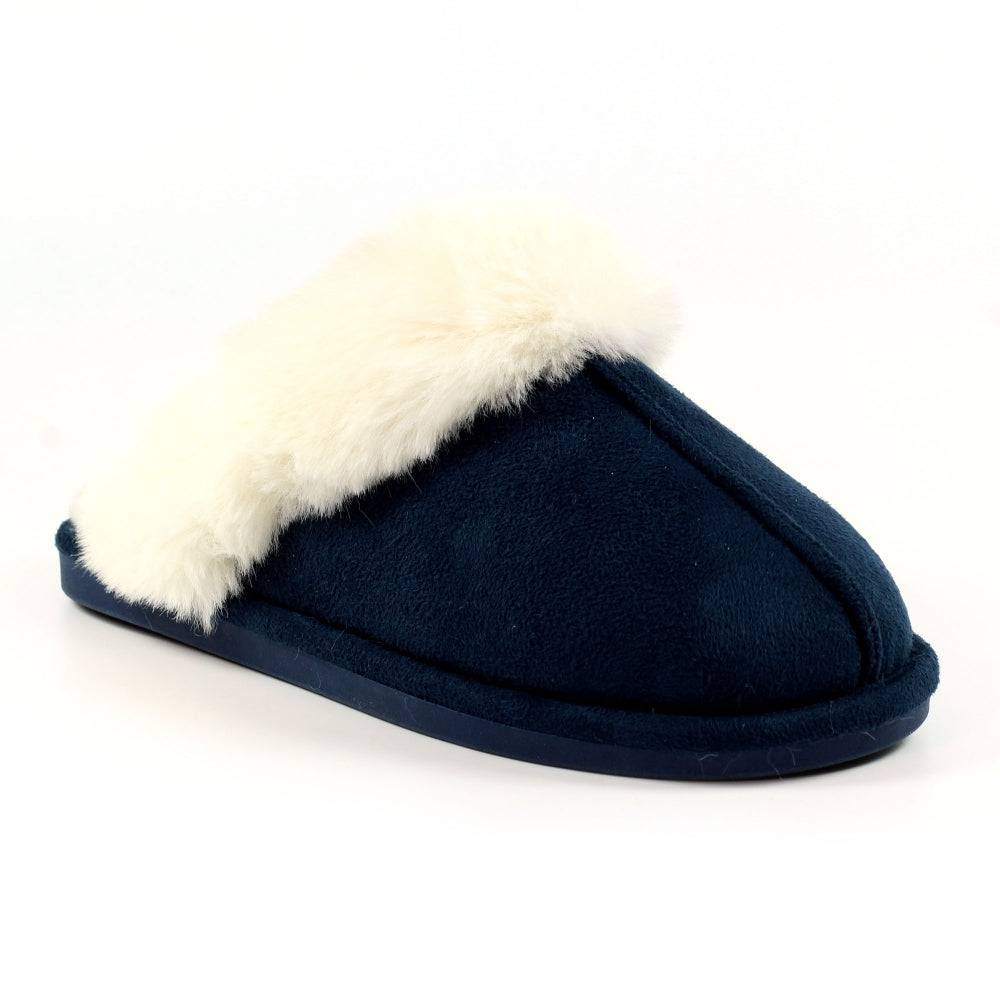 Lunar KLB033 Lunar Margarita II Ladies Navy Wool Slip On Slippers-elevate your sole