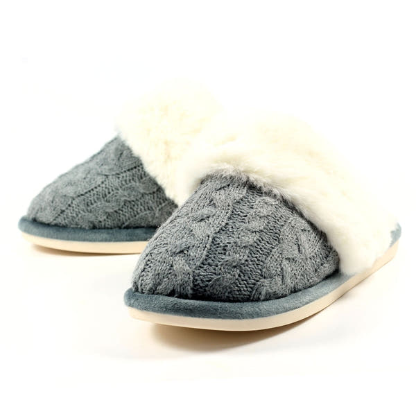 Lunar KLB038 Nika Ladies Grey Wool Slip On Slippers-elevate your sole