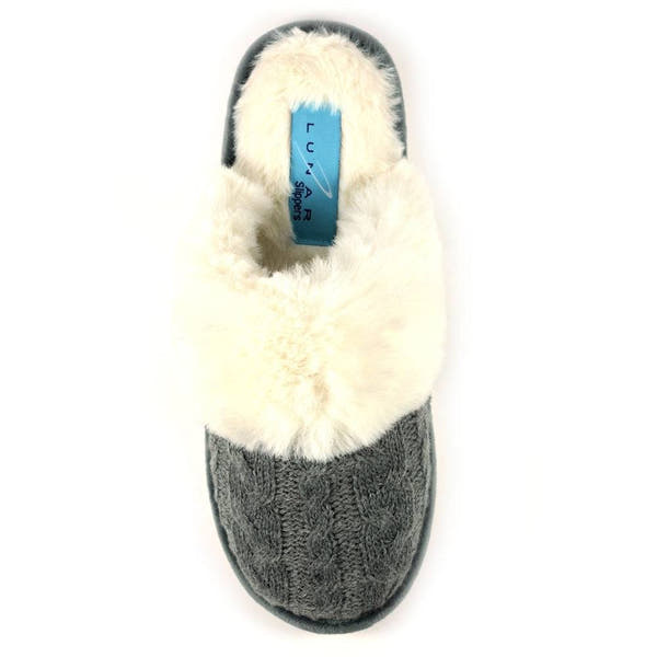 Lunar KLB038 Nika Ladies Grey Wool Slip On Slippers-elevate your sole