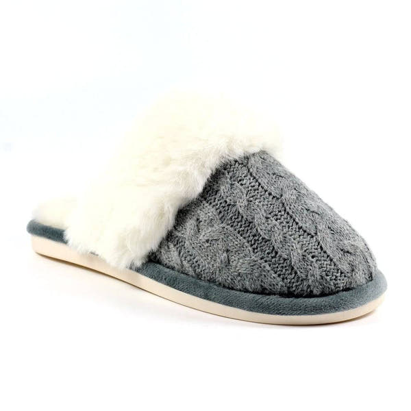 Lunar KLB038 Nika Ladies Grey Wool Slip On Slippers-elevate your sole