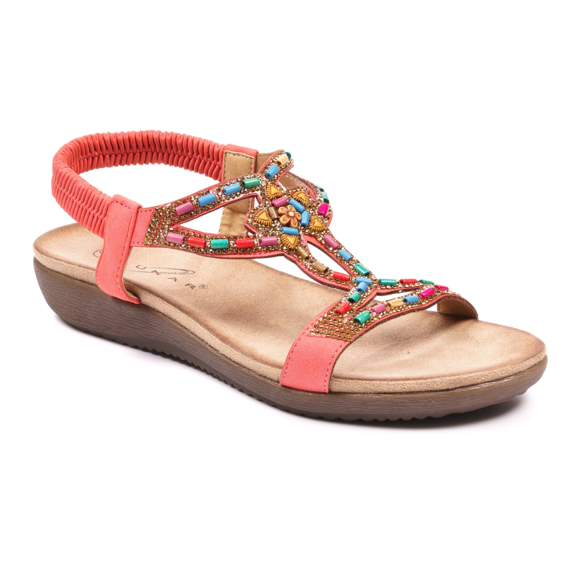 Lunar Mariella JLH331 Ladies Orange Pull On Sandals-elevate your sole
